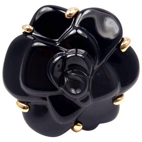 chanel black camellia ring|Chanel camelia ring price.